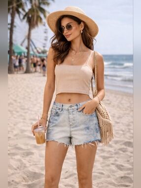 Marc by Marc Jacobs Supply Marble Wash Cut Off Denim Shorts Distressed Boho